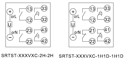 SRTST-110VDC-2H-2H-D內部接線圖